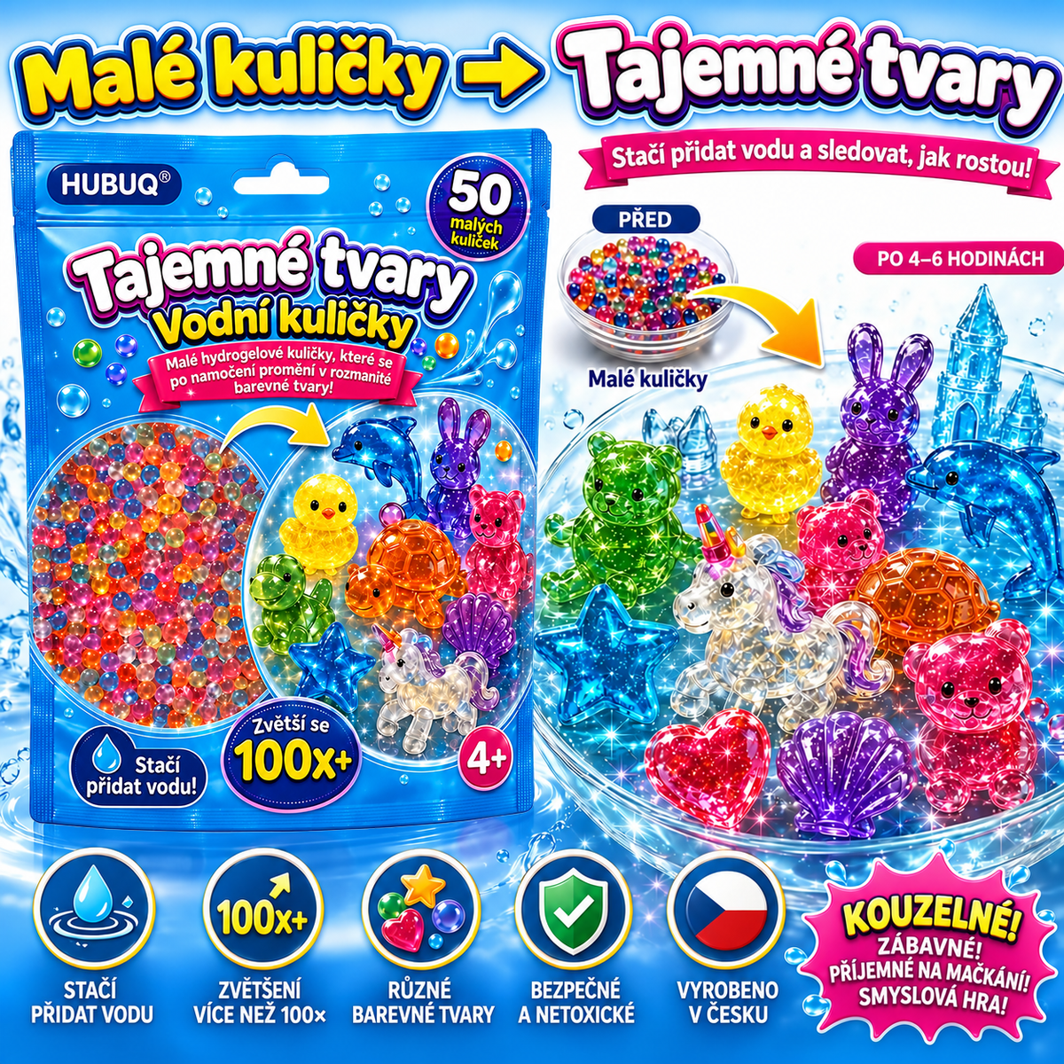 ✨ HUBUQ® Kouzelné vodní korálky – Objevte svět tajemných křišťálových figurek!
