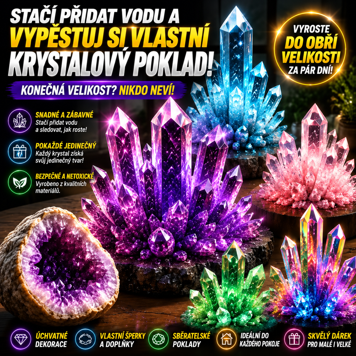 HUBUQ® 💎 Luxusní krystalová dílna – Prémiový prášek na pěstování krystalů