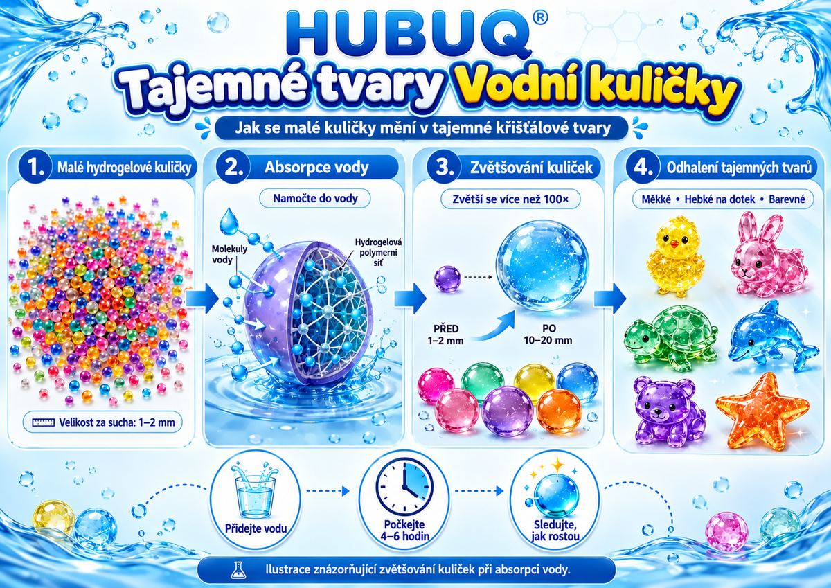 ✨ HUBUQ® Kouzelné vodní korálky – Objevte svět tajemných křišťálových figurek!